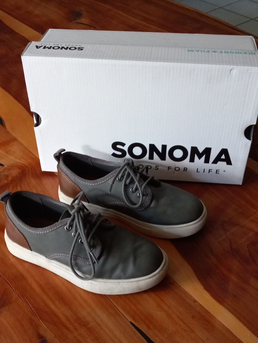Sonoma Goods for Life Boys Size 13 Howard Gray Canvas Sneakers Memory Foam